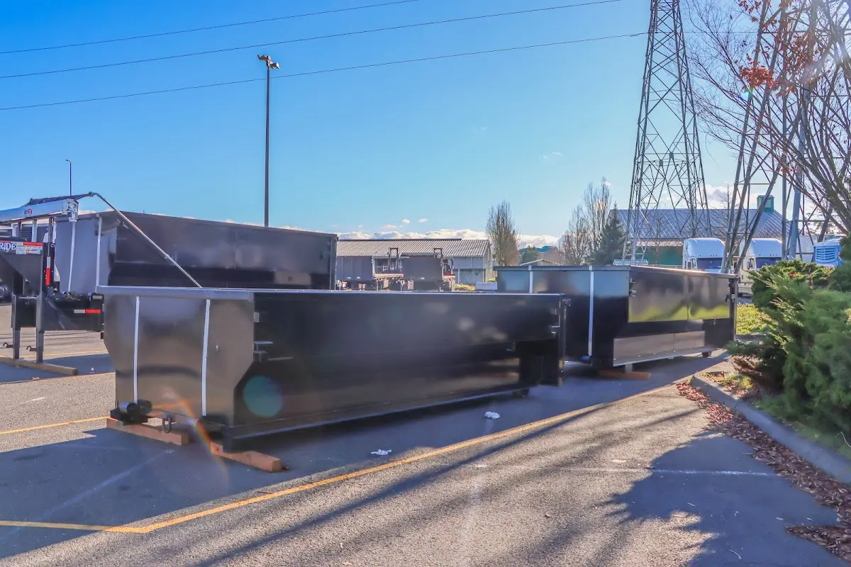 Roll-off dumpster ready for waste disposal at job site for 12 Yard Dumpster Rental in Sammamish